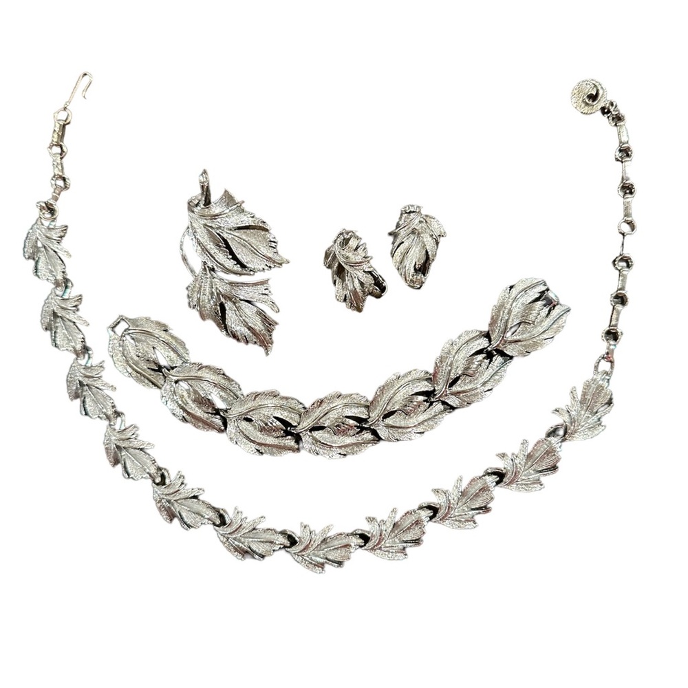 Vintage Tara Silver Tone Leaf Jewelry Complete Set of 5